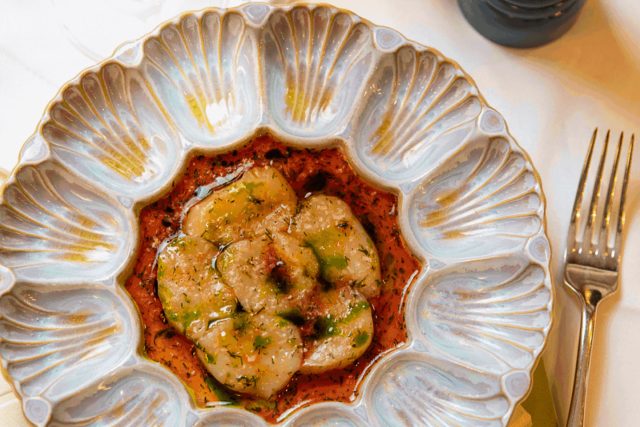 Enjoy the freshness of our Orkney Scallops with strawberry, tomato and parmesan or give in to the guilty pleasure